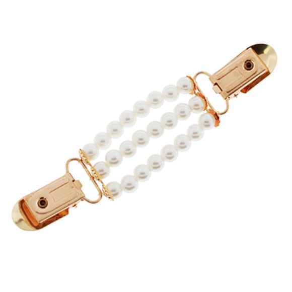 Beads Pearl Dress Shirt Brooch Clips - Picture 2 of 4